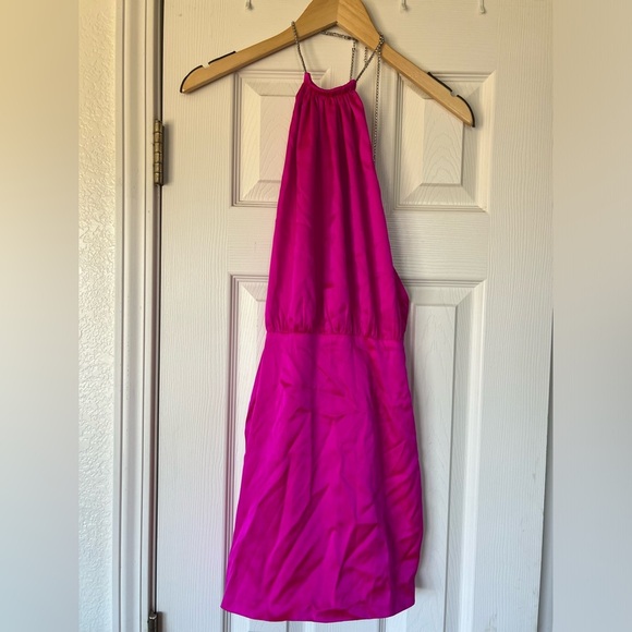 NWOT Retrofete Anahita Pink Silk Halter Neck Mini Dress Size XS - Picture 6 of 14